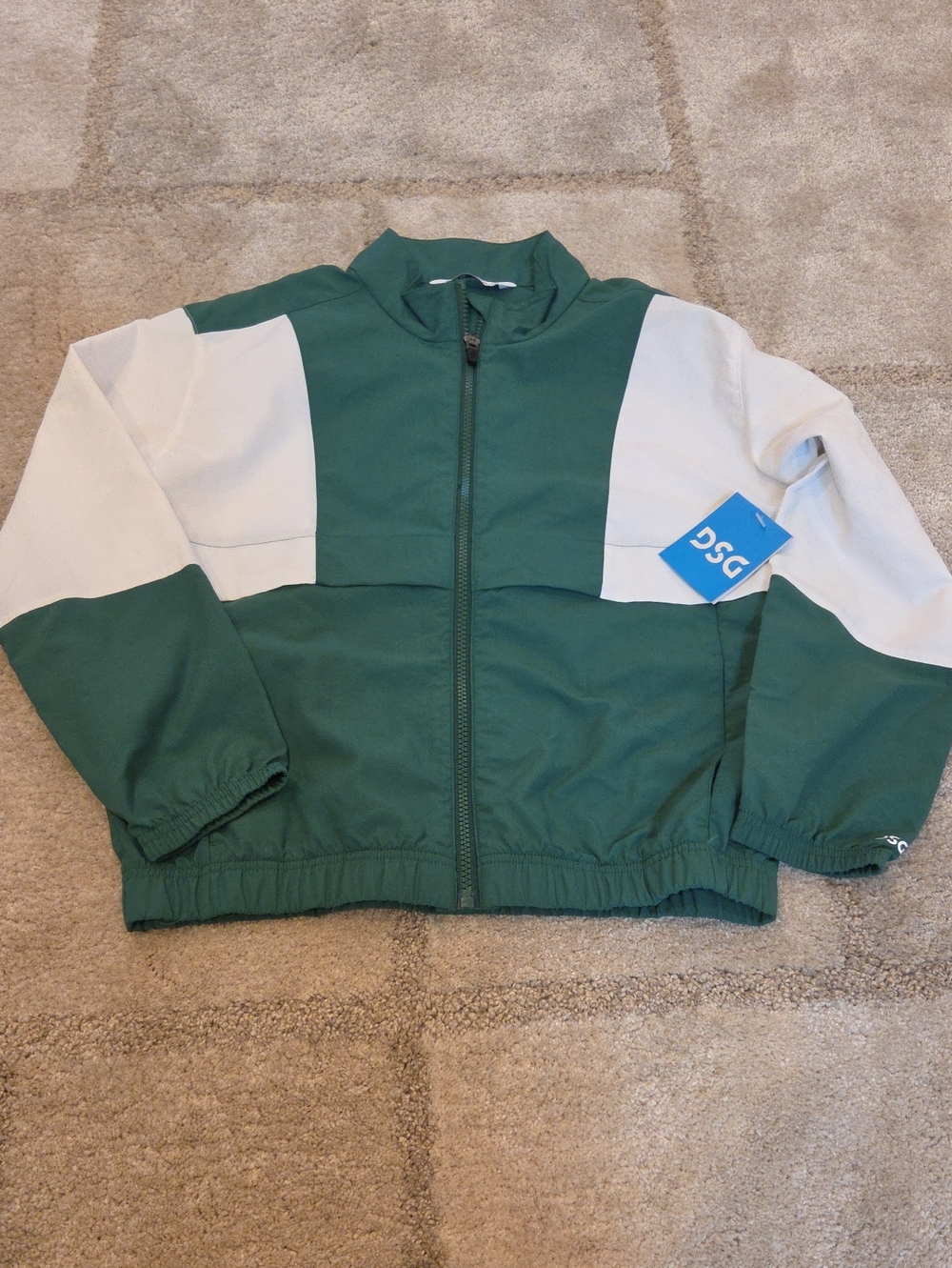 DSG Green and White Colorblock Zip-Up Kids Jacket